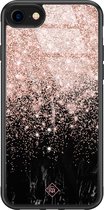 Casimoda® hoesje - Geschikt voor iPhone 8 - Marmer Twist - Luxe Hard Case Zwart - Backcover telefoonhoesje - Zwart