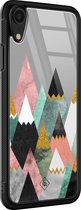 Casimoda® hoesje - Geschikt voor iPhone XR - Marble Mountains - Luxe Hard Case Zwart - Backcover telefoonhoesje - Multi