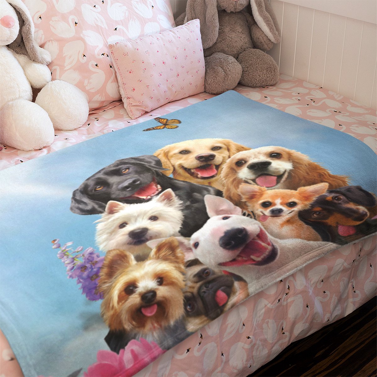 Ulticool Deken - Hond Dieren Honden Huisdier - Kinderkamer Babykamer - Zacht Fleece Flanel - 150x100 cm - Plaid - Accessoires - Dekentje Versiering Decoratie Lente Meisje Jongen Kind Peuter - voor Binnen en Buiten - Zacht en Warm Dekentje