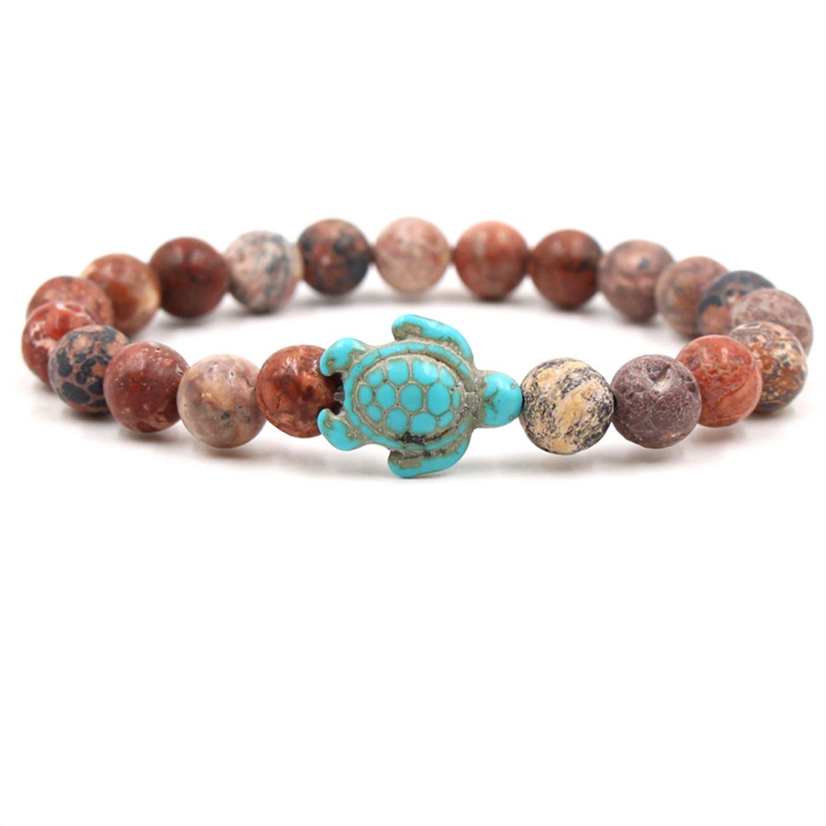 Sparkolia Edelsteen Kralen armband Schildpad Bruin Oranje Aardetint | 19 cm