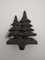 Sommerfield | kranshanger ophanghaak voor op kast e.d., (krans) haak en dubbele kerstboom | gietijzer | zwart/roestbruin