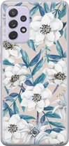 Casimoda® hoesje - Geschikt voor Samsung A72 - Bloemen / Floral blauw - Backcover - Siliconen/TPU - Blauw