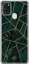 Casimoda® hoesje - Geschikt voor Samsung A21s - Abstract Groen - Backcover - Siliconen/TPU - Zwart
