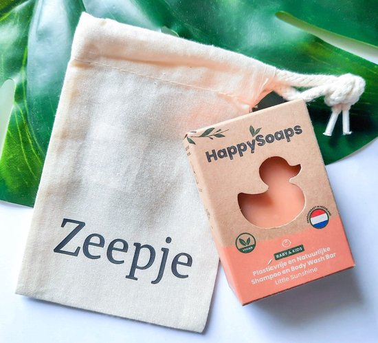 Happy Soaps | Baby & Kids | Shampoo | Body Wash | Bar | Little Sunshine | Plasticvrij | Opbergzakje | Zeep