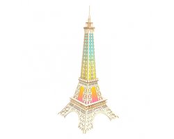 De Bouwplaats Eiffeltoren bouwpakket - Houten model met LED verlichting - 106 cm