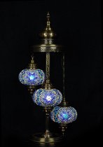Lampe turque - Lampe orientale - Lampadaire - Blauw - 3 ampoules - mosaïque