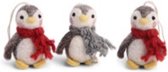 Pendentifs de Noël en Feutres de Bébé pingouins rouge et gris - Lot de 3 - Commerce Fair et Handgemaakt au Népal