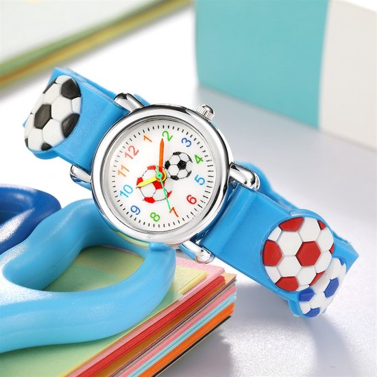 Kinderuurwerk - Voetbal - Blauw - Horloge - 3D