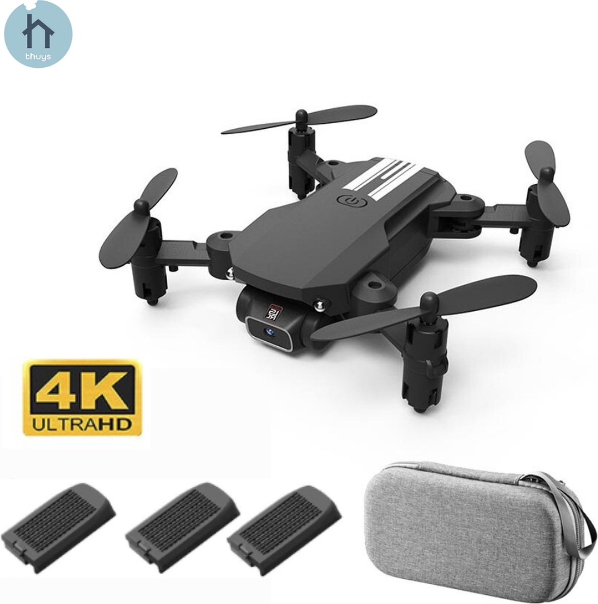 Drone - Drone Met Camera 4K - Mini Drone Auto Return - Handgebaar Commando's - 120° Wide Angle - 360° Roll - 3 Batterijen