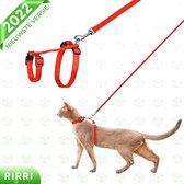 Rirri Kattenharnas met looplijn - Kattentuigje met looplijn hoogwaardige kwaliteit - Rood