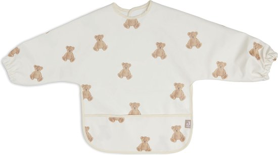 Jollein - Slab Waterproof met mouw (Teddy Bear) - Polyester - Polyurethaan - Slabbetjes Baby - 33 cm