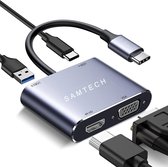 Samtech USB C vers HDMI 4 en 1 - HDMI 4K - USB 3.0 - Chargement USB C 100W - VGA 1080P @60hz - COMMUTATEUR HDMI - GRIS ESPACE - SM315813