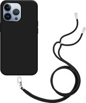 Cazy Soft TPU Telefoonhoesje met Koord - Geschikt voor iPhone 13 Pro - Zwart