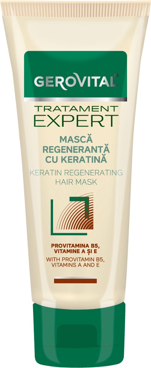 Gerovital Tratament Expert haar Regenererend haarmasker met keratine , Hydrateert droog haar , Biedt elasticiteit , Provitamin B5 , VITAMIN A en E , 150ml