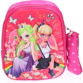 3D School Meisjes schooltas/RugZak roze 2 Trendy vriendinnen print