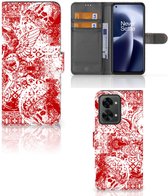 GSM Hoesje OnePlus Nord 2T Book Style Case Angel Skull Red