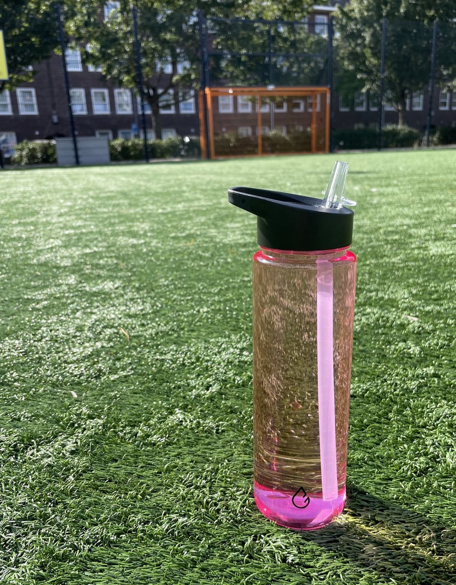 Wattamula Milieuvriendelijke waterfles met rietje 750 ML Roze transparant Drinkfles