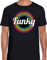 Funky verkleed t-shirt zwart voor heren - discoverkleed / party shirt - Cadeau voor een disco liefhebber XL
