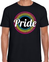 Regenboog cirkel pride t-shirt - zwart - heren - LHBT - Gay pride shirt / kleding / outfit S