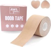 Jean's goods Boob tape - Inclusief herbruikbare tepelplakkers - Tepelcover -  Borst tape - Plak BH - 5 meter - Super sticky - Boobtape - Naturel