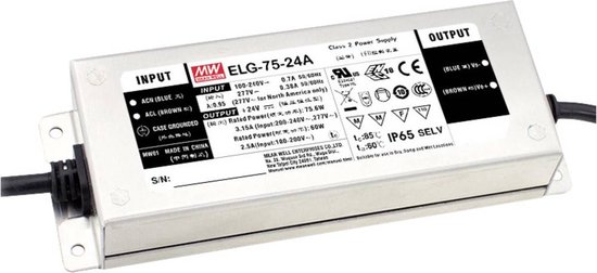 Mean Well ELG-75-24DA-3Y LED-driver Constante spanning, Constante stroomsterkte 75.6 W 3.15 A 12 - 24 V/DC Dimbaar, Dal