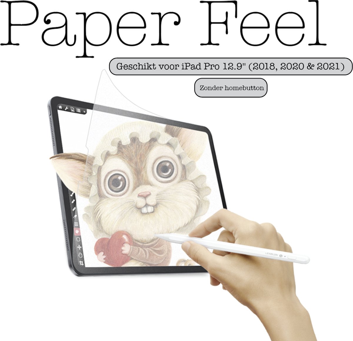 VoordeelShop Paper Feel Ipad Screen Protector voor iPad Pro 12.9'' (2018, 2020 & 2021) - Tekenen op Ipad - Tablet tekenen - Paperfeel