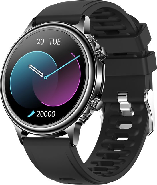 Nuvance - Luxe Smartwatch - voor Dames en Heren - Android en iOS - 45mm - CF85 - Touch Screen - IP67 Waterdicht - Smartwatches voor Kinderen - Zwart