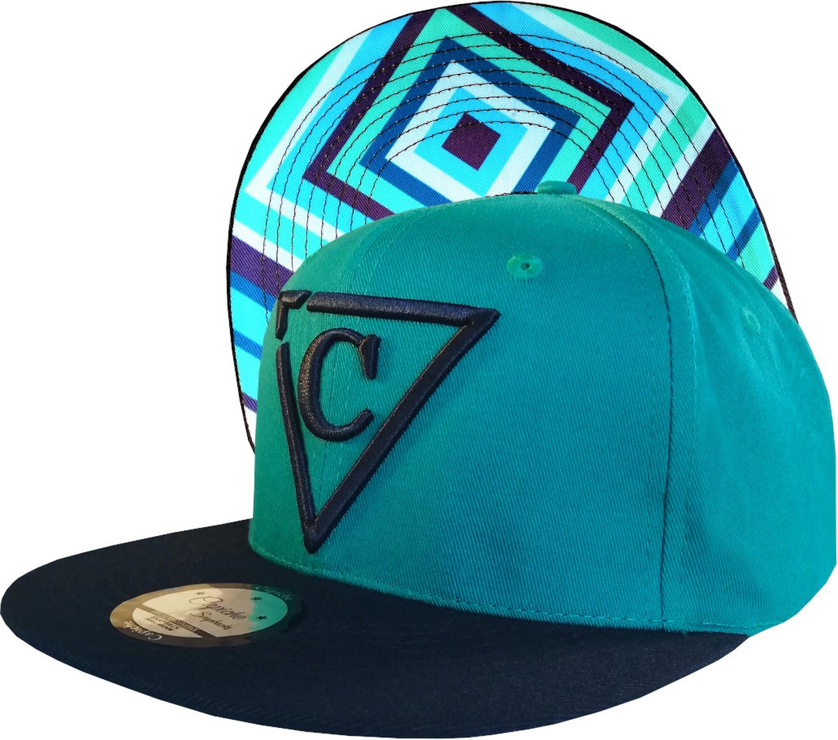 Capiche® Snapback Pet Heren – Diamant – Groenblauw & Zwart – Verstelbaar met Druksluiting – Sportcap – Baseball Cap – Mannen Cap