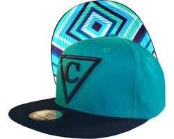 Capiche® Snapback Pet Heren – Diamant – Groenblauw & Zwart – Verstelbaar met Druksluiting – Sportcap – Baseball Cap – Mannen Cap