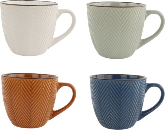 OTIX Koffiekopjes - met Oor - Set van 4 - Verschillende kleuren - Aardewerk  - 250 ml -... | bol.com