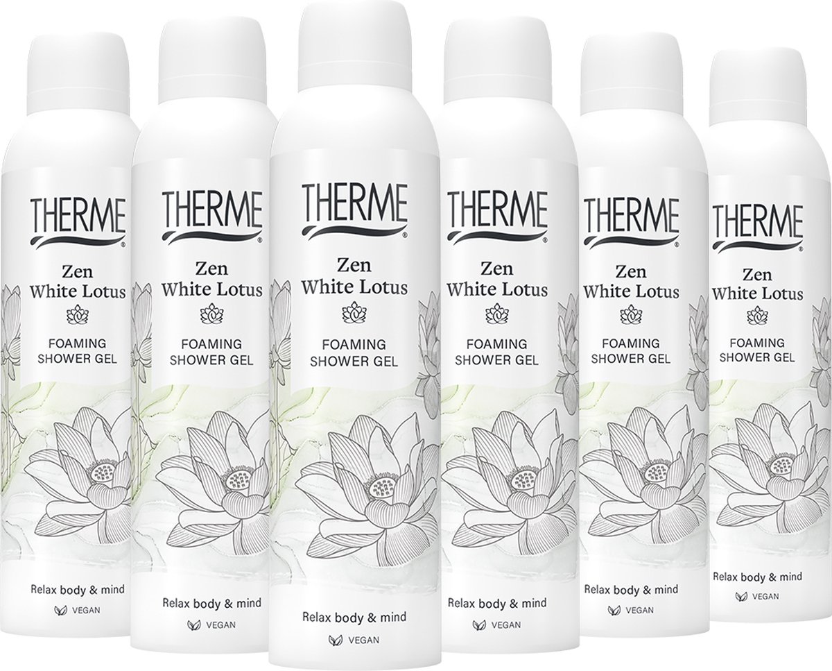 Therme Zen White Lotus Foaming Shower Gel - 6 x 200 ml - Voordeelverpakking  | bol.com