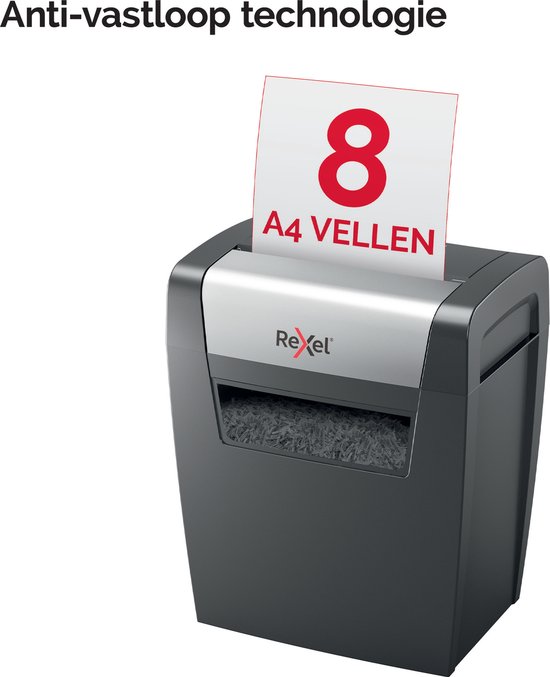 Rexel Momentum X308 Papierversnipperaar - P3 Cross Cut Snippers - Tot 8 Vel - 15L - Zwart