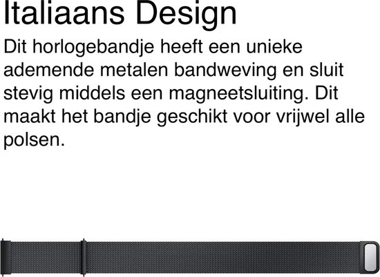 Bracelet milanais pour Amazfit GTR 3 / GTR 3 Pro / GTR 2 / GTR 2e / GTR 47mm / GTR 42mm - Bracelets de Design italienne avec Bracelets magnétique - Zwart