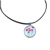 Ketting- Papaver- Rood- Suedekoord- Verstelbaar-Allergievrij- Charme Bijoux