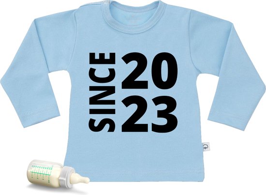 Baby t Shirt Since 2023 - Blauw - Lange mouw - Maat 62/68