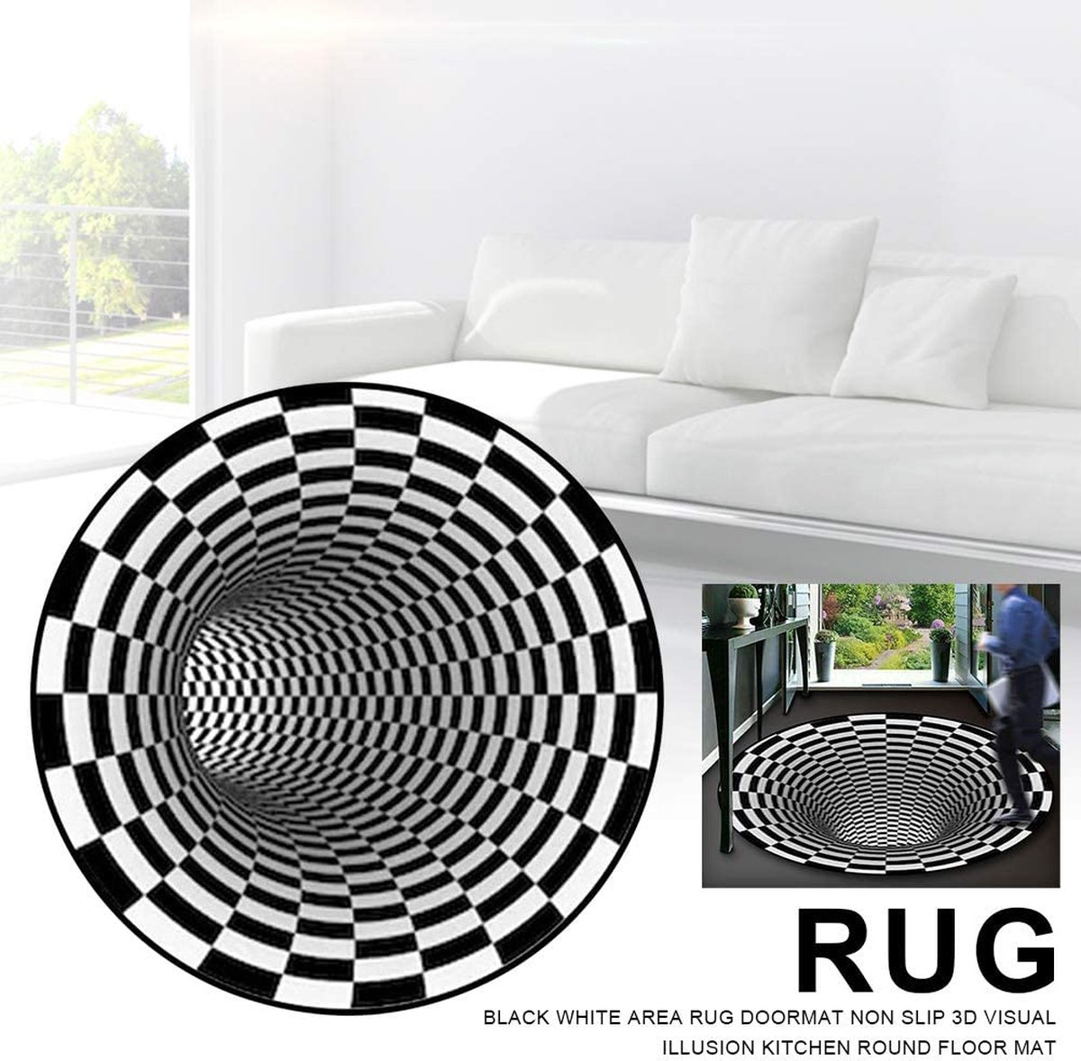 3D-vloerkleed, 3D-vloerkleed, optische illusie, tapijt