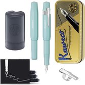 Kaweco - Cadeauset - (5delig) - Vulpen Sport Skyline Mint Fountain Pen - Breed - Oktogonal Clip Chrome -  Patronen houder zwart - Vullingen
