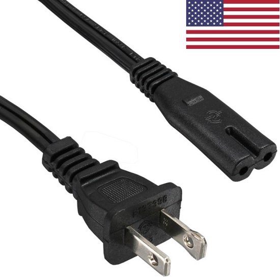 C7 (recht) - Type A / Amerika (recht) stroomkabel - SPT AWG18/2 / zwart - 1 meter