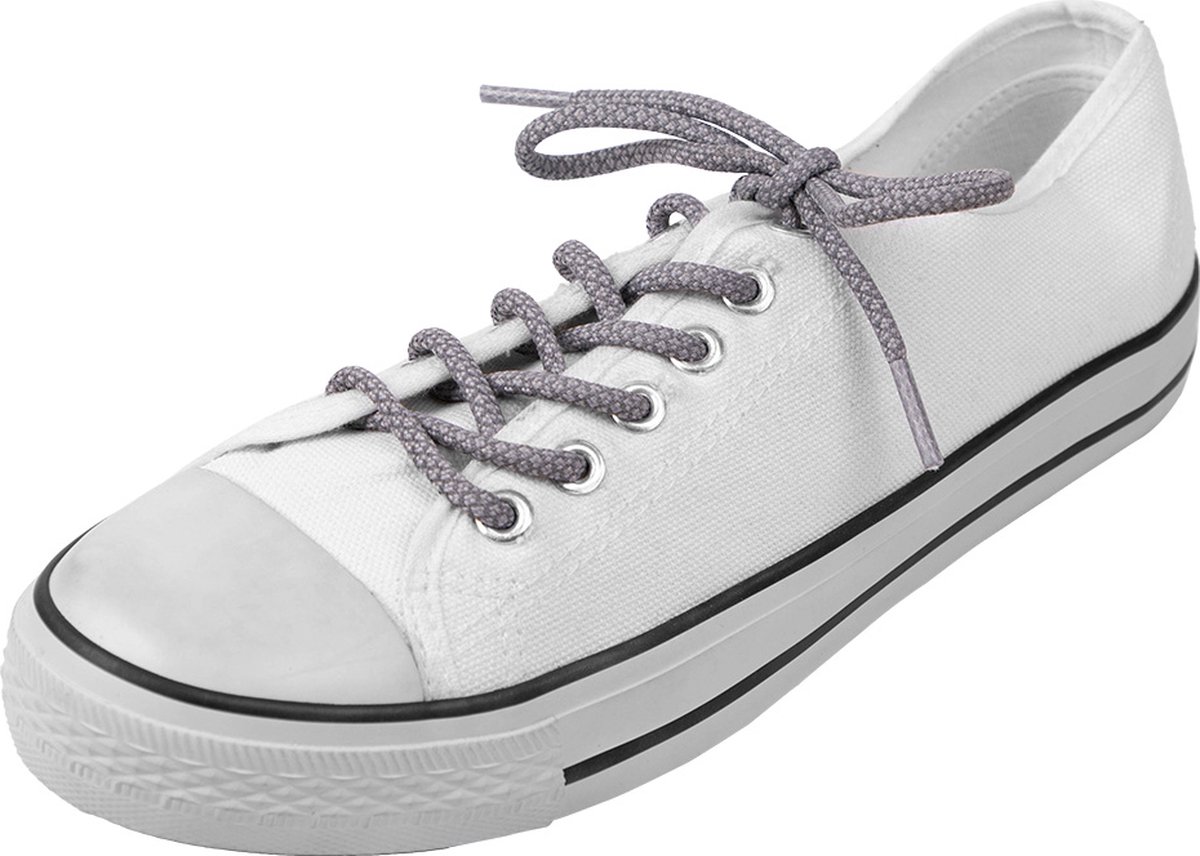 Ronde schoenveters | Reflecterend | Geschikt voor sportschoenen | Kleur: Grijs Wit | Lengte: 100cm | Breedte: 4,5mm