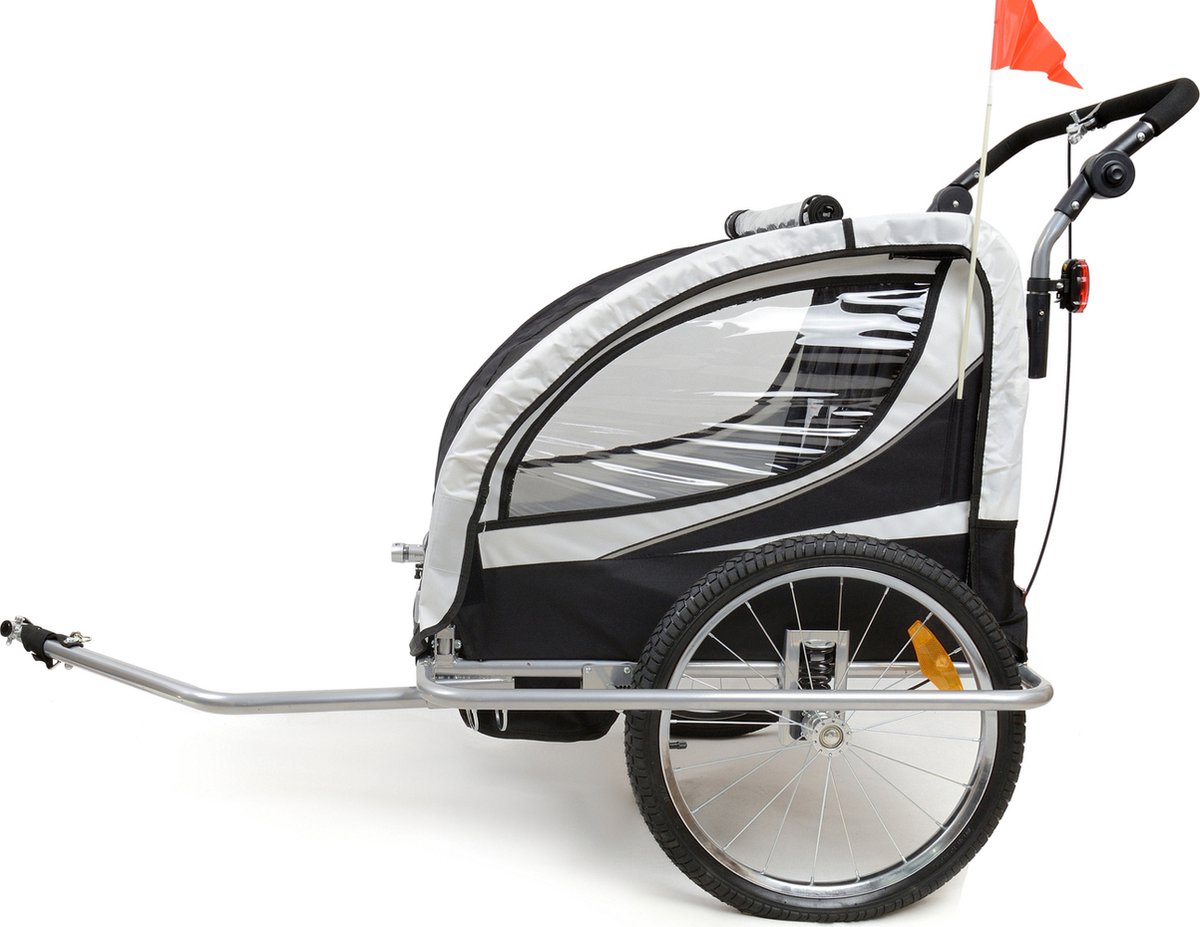 Fietskar 2 kinderen met schokbreker zwart