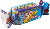 Snoeptoffee - 50 jaar - Abraham - Gevuld met Snoep - In cadeauverpakking met gekleurd lint