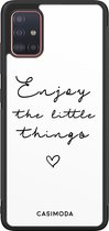 Casimoda® hoesje - Geschikt voor Samsung Galaxy A71 - Enjoy Life - Zwart TPU Backcover - Tekst - Wit