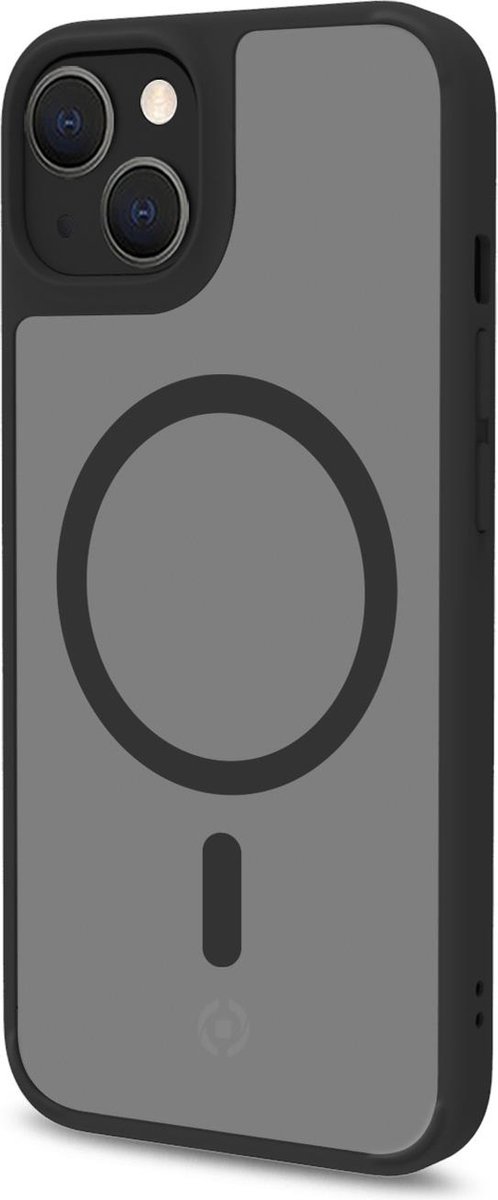 Celly MagMatt Siliconen hoesje met Magsafe - Geschikt voor Apple iPhone 14 - TPU Back cover - Transparant / Zwart