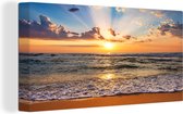 OneMillionCanvasses - Canvas - Zonsondergang - Strand - Zee - Wolken - Schilderijen op canvas - Foto op canvas - 40x20 cm - Wanddecoratie - Slaapkamer