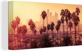 Canvas - Palmboom - Los Angeles - Skyline - Muurdecoratie - 80x40 cm - Canvas schilderij - Canvas doek