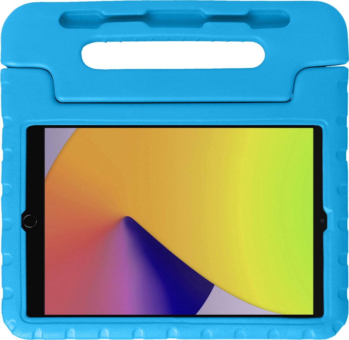 Hoes Geschikt voor iPad 10.2 2019 Hoes Bumper Kindvriendelijk Kids Case Met 2x Screenprotector - Hoesje Geschikt voor iPad 7 Hoesje Shockproof Cover Hoes - Blauw.