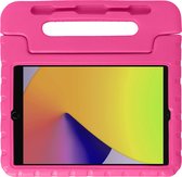 Hoes Geschikt voor iPad 10.2 2021 Hoes Bumper Kindvriendelijk Kids Case Met Screenprotector - Hoesje Geschikt voor iPad 9 Hoesje Shockproof Cover Hoes - Roze