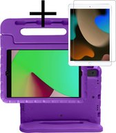 Hoesje Geschikt voor iPad 10.2 2020 Hoesje Kinderhoes Shockproof Hoes Kids Case Met Screenprotector - Paars