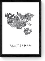 Kunst In Kaart Amsterdam - Affiche de plan de ville A3 - Wit
