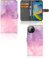 Telefoonhoesje iPhone 14 Plus Flipcase Pink Purple Paint